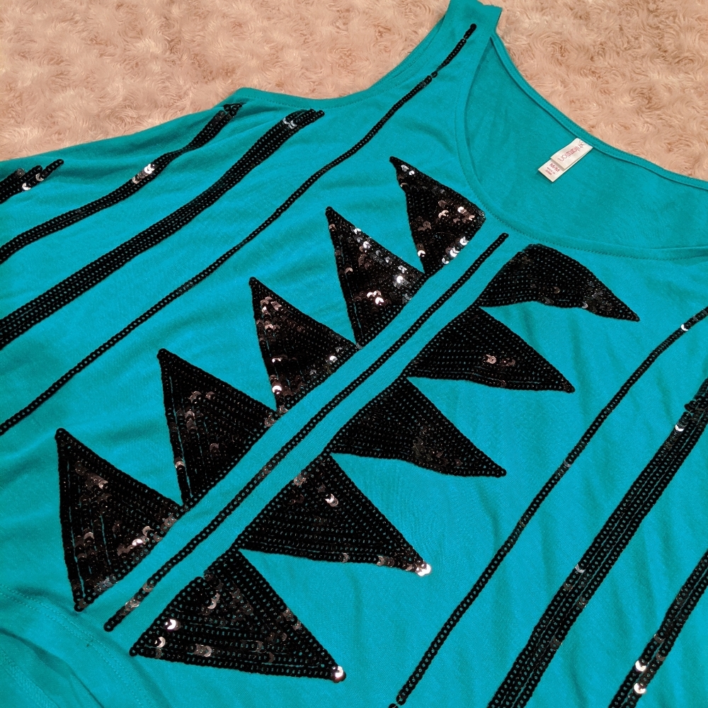 Turquoise Sequin Tank Top